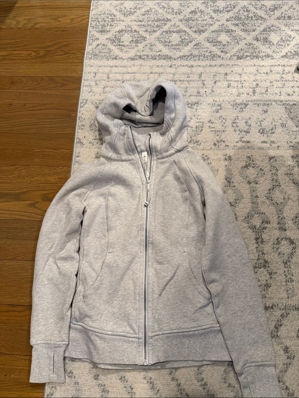 Light Gray Zip-Up Hoodie - Classic Hooded Sweatshirt, gently worn.